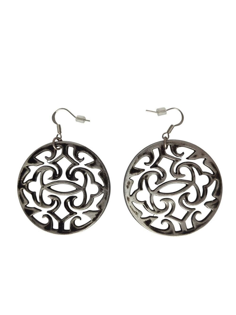 Vintage Silver Tone Filigree Dangle Earrings